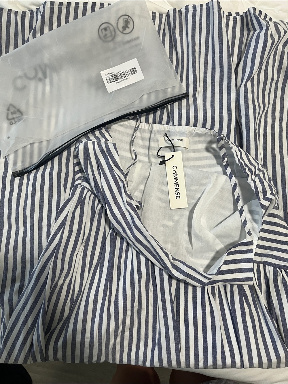 Commense Navy & White Striped One-Shoulder Maxi Dress - Picture 5 of 6